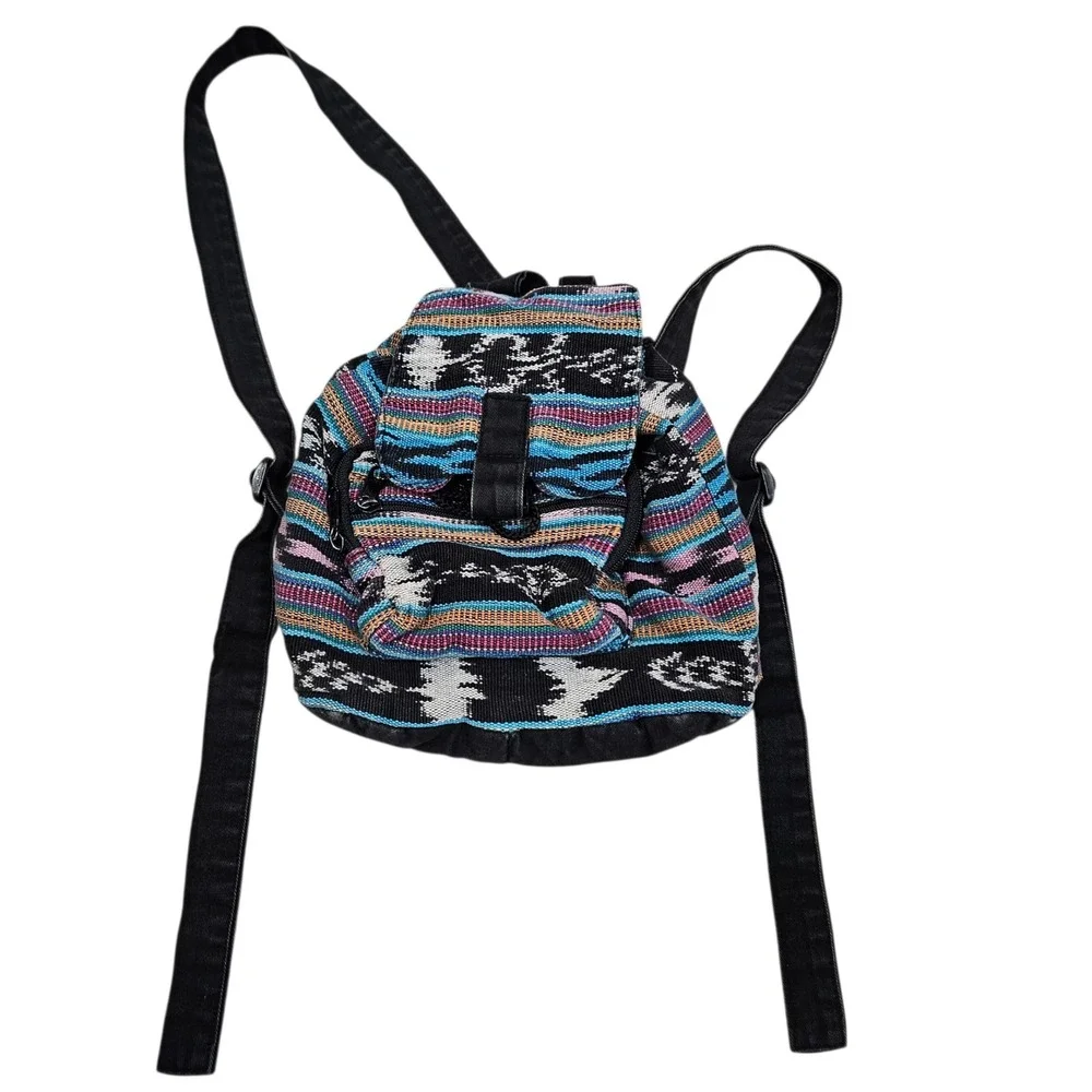 Striped Tapestry Mini Backpack Bag‎ Travel Festival Multicolor Boho Bohemian